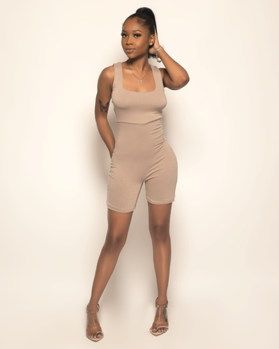 Make It Look Easy Romper - Taupe